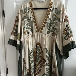 Zara bohemian embroidered mini dress small